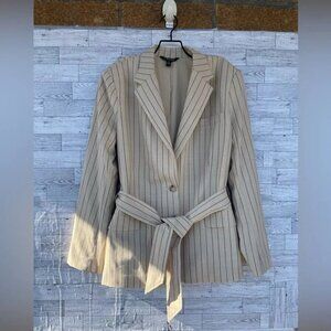 RALPH LAUREN BLACK LABEL Womens Pinstripe Work Two-Button Blazer size 14